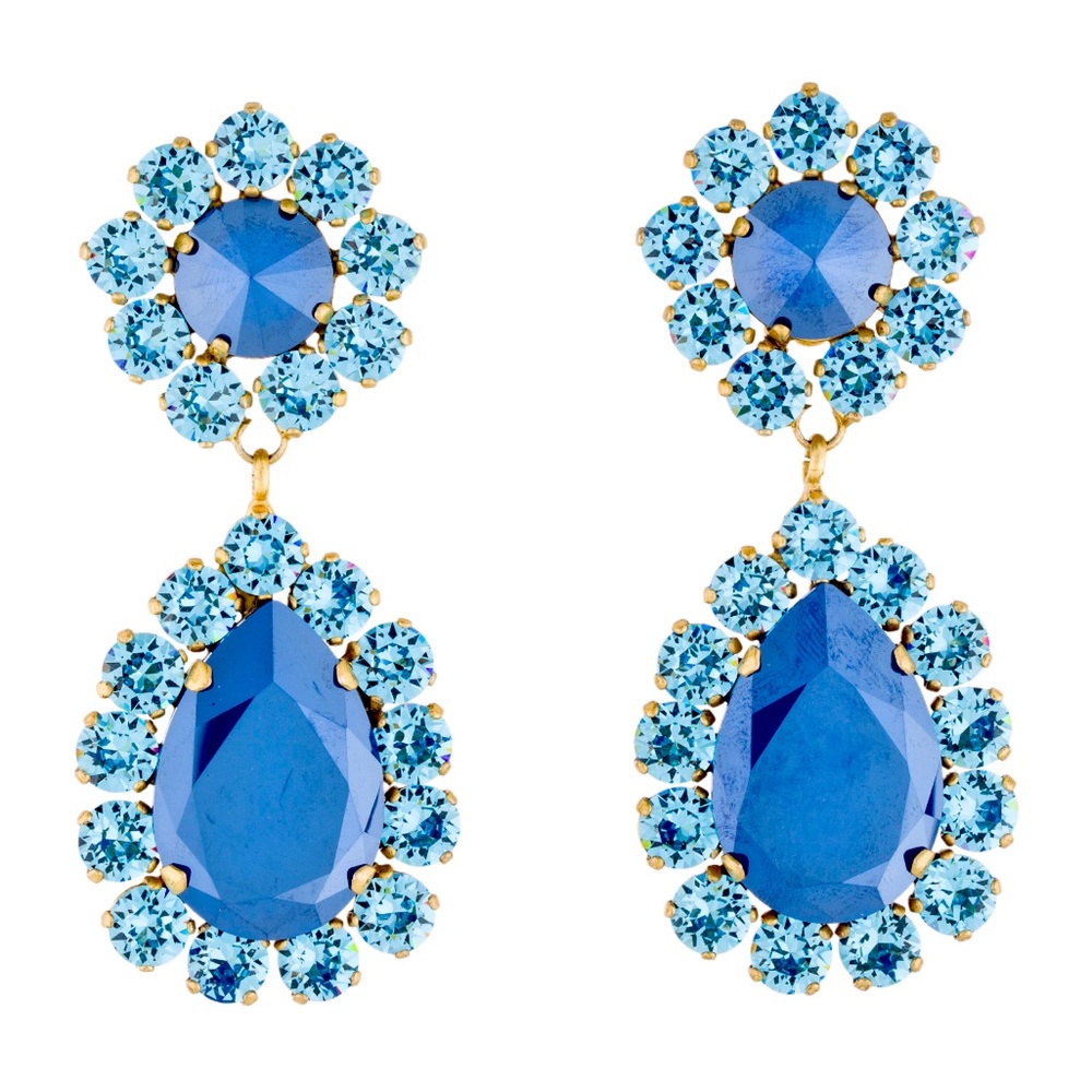 Roxanne Assoulin - Over the Top Drop Blue Earrings - Blue Rhinestone